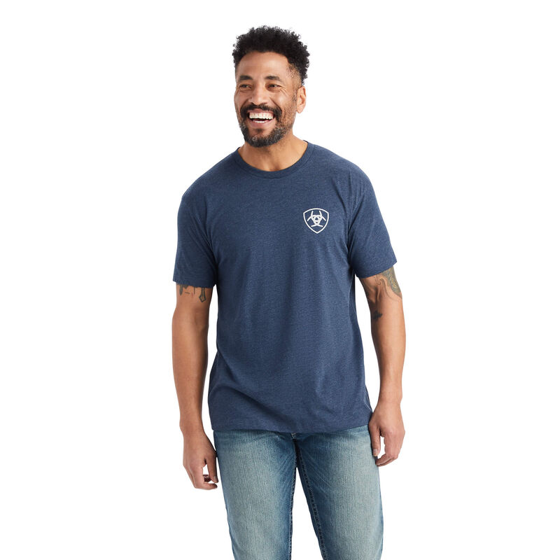 Camisetas Ariat Lucky Horseshoe Azules Hombre - Chile 534-LYXQPM